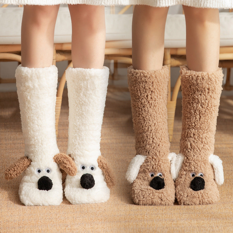 SnugglePaws™ Plush Floor Socks – Cozy Dog Design