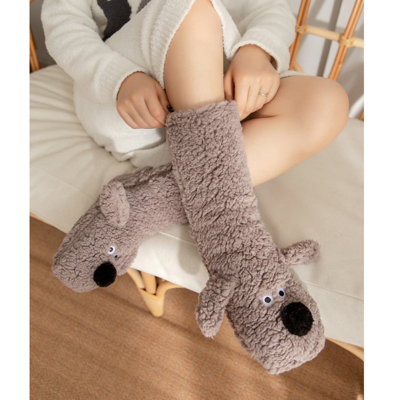 SnugglePaws™ Plush Floor Socks – Cozy Dog Design