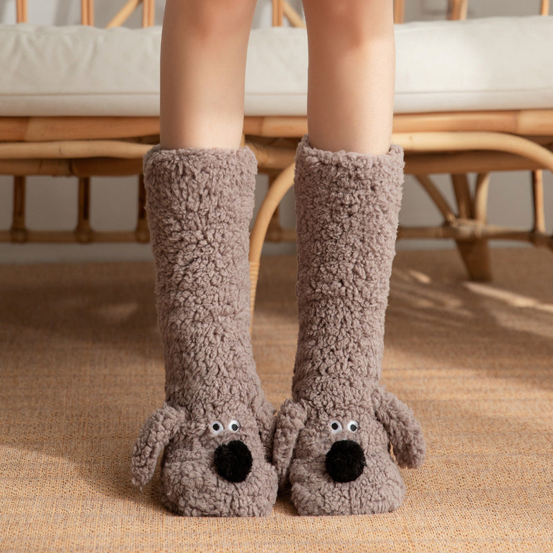 SnugglePaws™ Plush Floor Socks – Cozy Dog Design