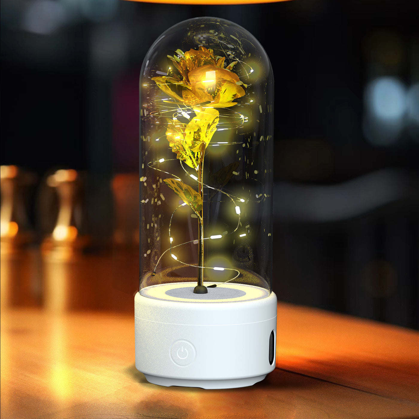 SereneGlow™ Eternal Rose Night Light & Speaker – Elegant Floral Decor