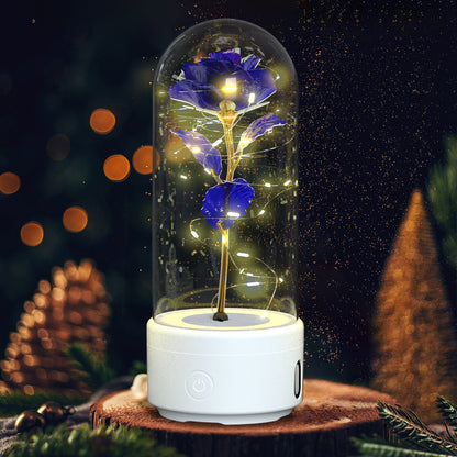 SereneGlow™ Eternal Rose Night Light & Speaker – Elegant Floral Decor