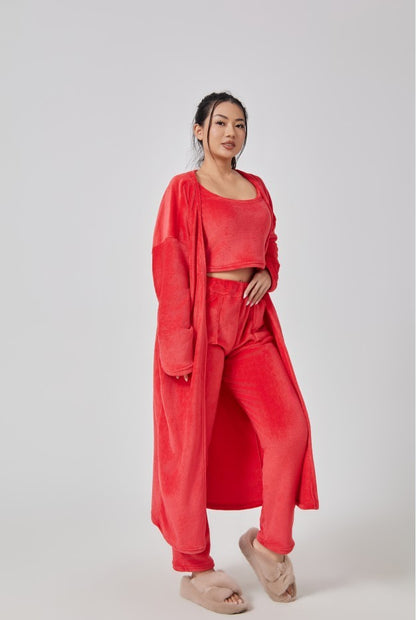 3-Piece Cozy Lounge Set – Women’s Winter Pajama & Cardigan Outfit