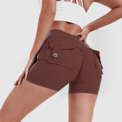 Quick-Dry High Waist Fitness Shorts – Hip Lift & Pockets