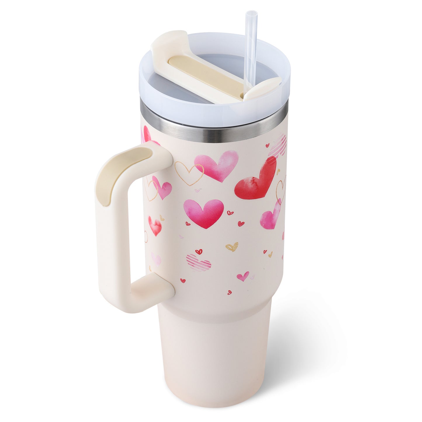 40oz Insulated Tumbler – Spill-Proof Travel Mug with Handle & Straw