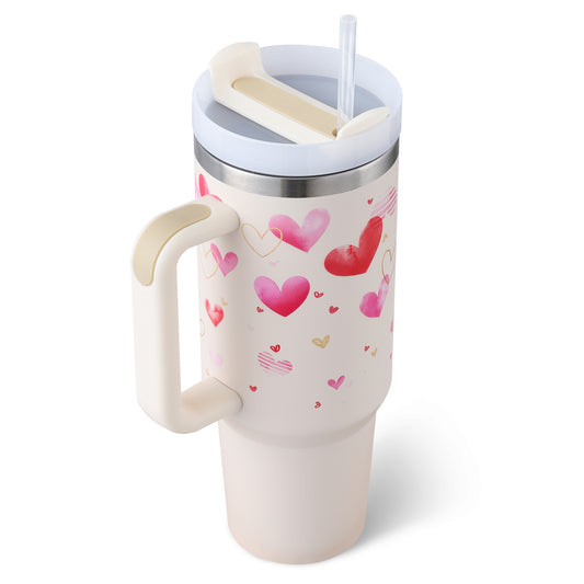 40oz Insulated Tumbler – Spill-Proof Travel Mug with Handle & Straw