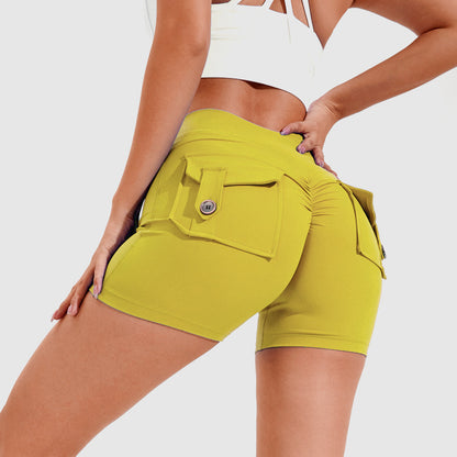 Quick-Dry High Waist Fitness Shorts – Hip Lift & Pockets