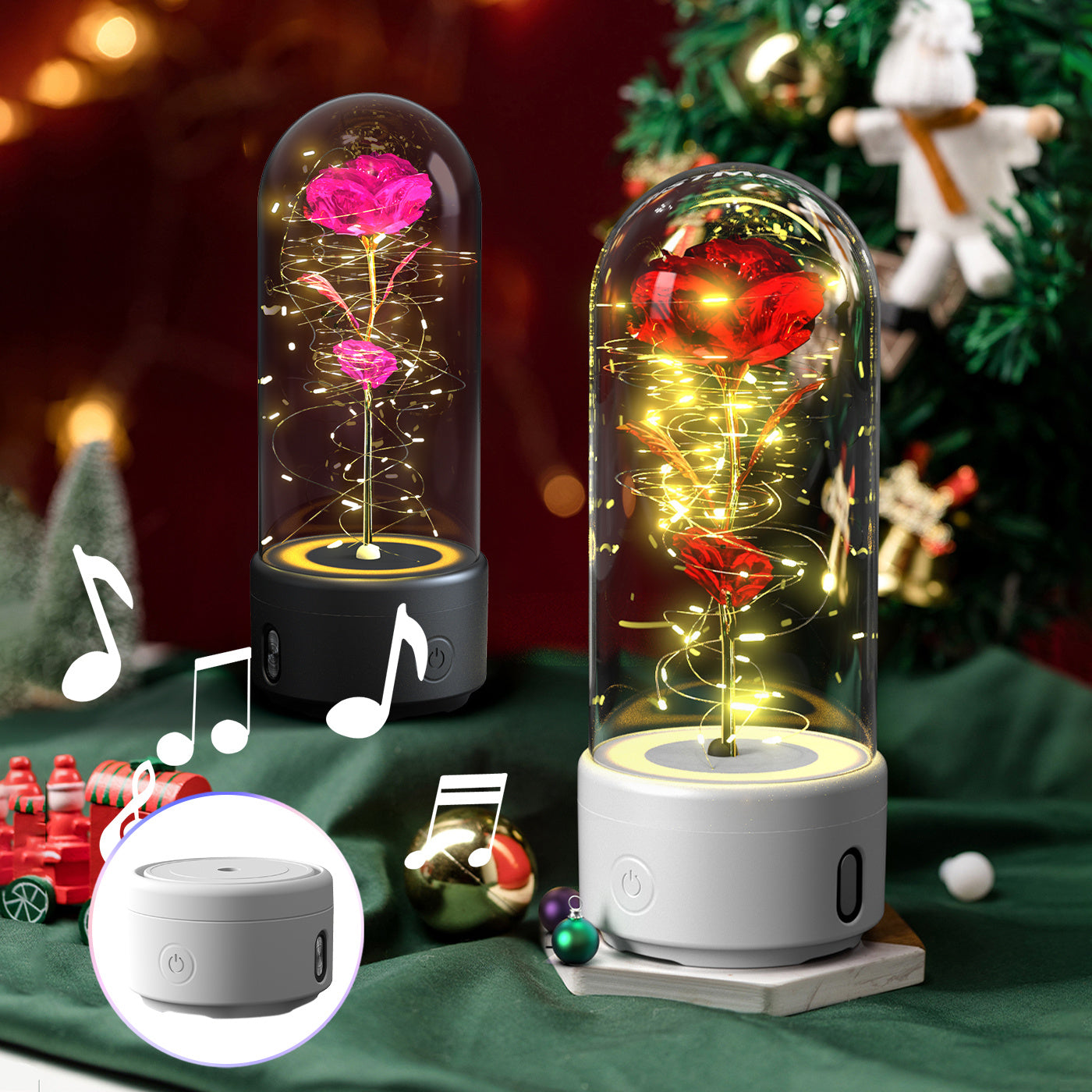 SereneGlow™ Eternal Rose Night Light & Speaker – Elegant Floral Decor