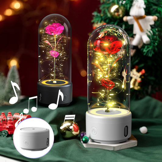 SereneGlow™ Eternal Rose Night Light & Speaker – Elegant Floral Decor