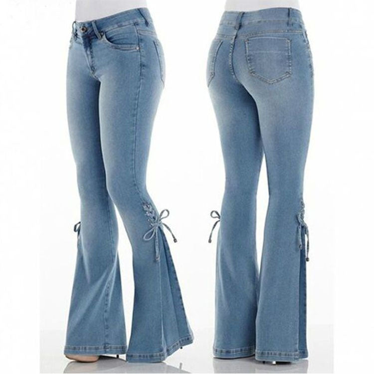 Mid-Waist Stretch Denim Jeans – Slim Fit Ladies' Trousers