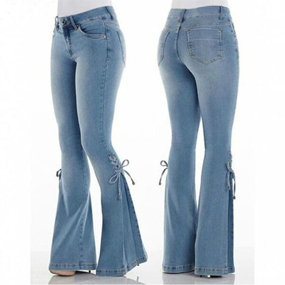 Mid-Waist Stretch Denim Jeans – Slim Fit Ladies' Trousers