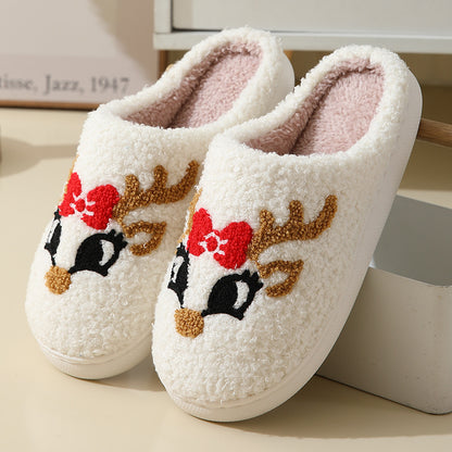 Cozy Christmas Slippers – Cartoon Santa Winter Furry Footwear for Couples