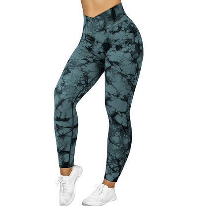 Seamless Tie-Dye Yoga Leggings – Push-Up Fit for Running & Studio Flow