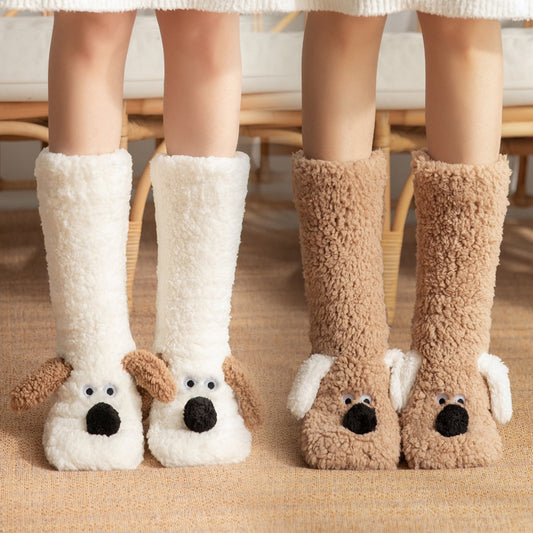 SnugglePaws™ Plush Floor Socks – Cozy Dog Design
