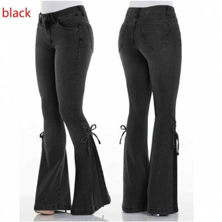 Mid-Waist Stretch Denim Jeans – Slim Fit Ladies' Trousers