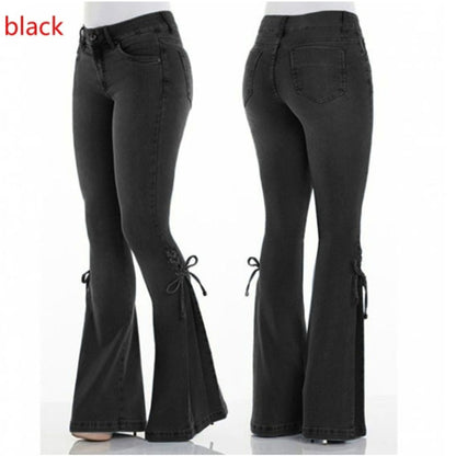 Mid-Waist Stretch Denim Jeans – Slim Fit Ladies' Trousers