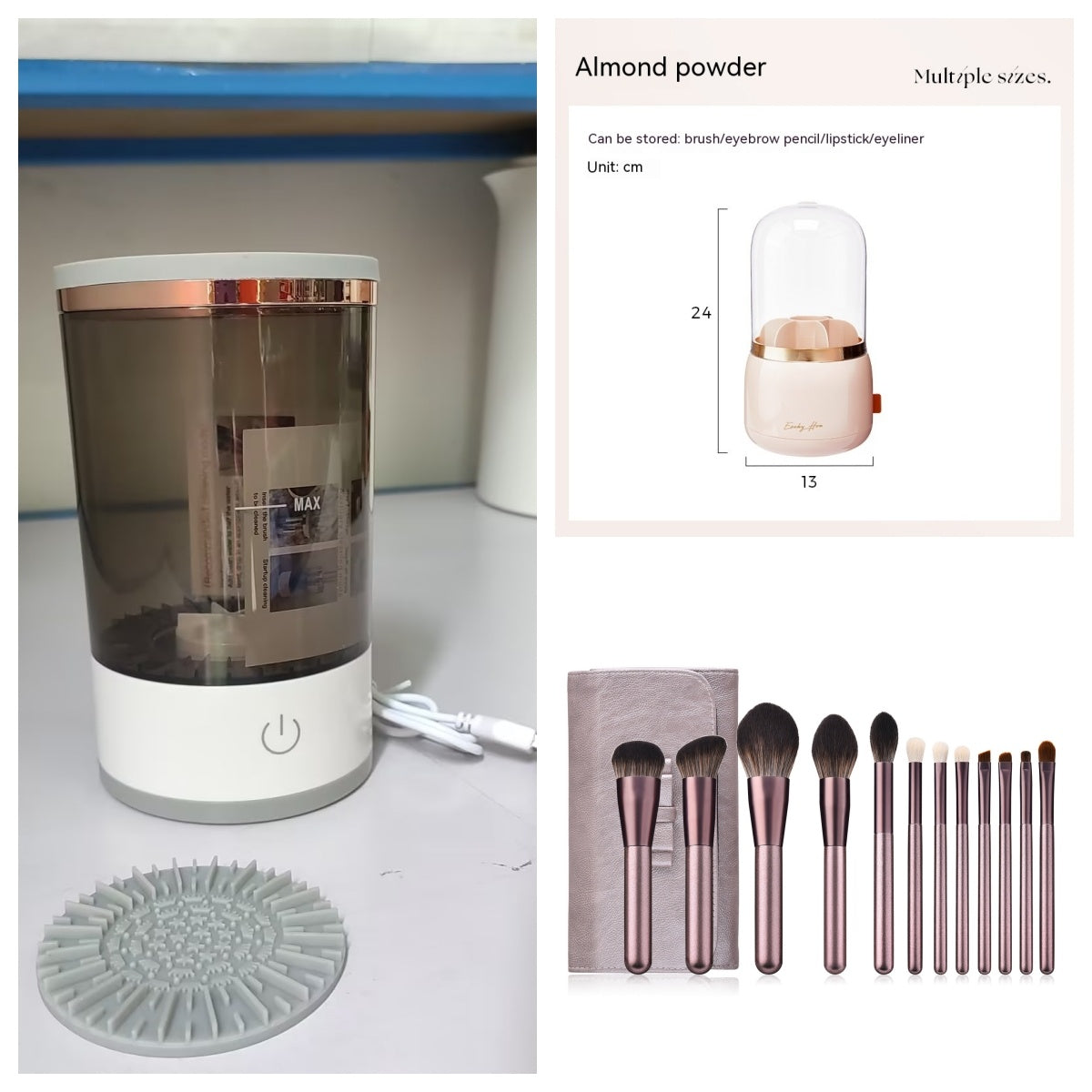 USB-Powered Makeup Brush Cleaner – Portable Electric Spinner for Eye Shadow, Blush & Cosmetic Brushes