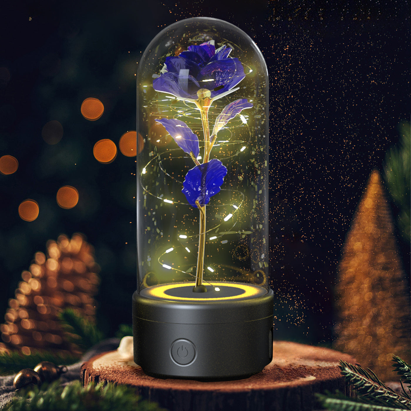 SereneGlow™ Eternal Rose Night Light & Speaker – Elegant Floral Decor