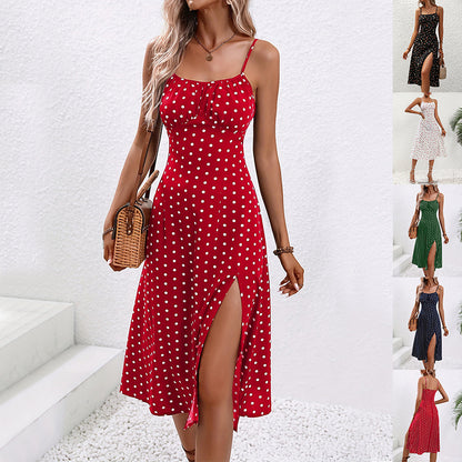 Chic Polka Dot Suspender Dress – Flowy, Feminine & Breezy