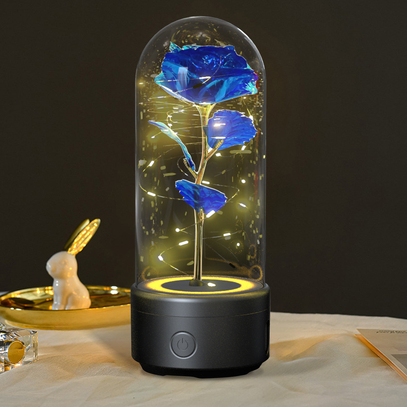 SereneGlow™ Eternal Rose Night Light & Speaker – Elegant Floral Decor