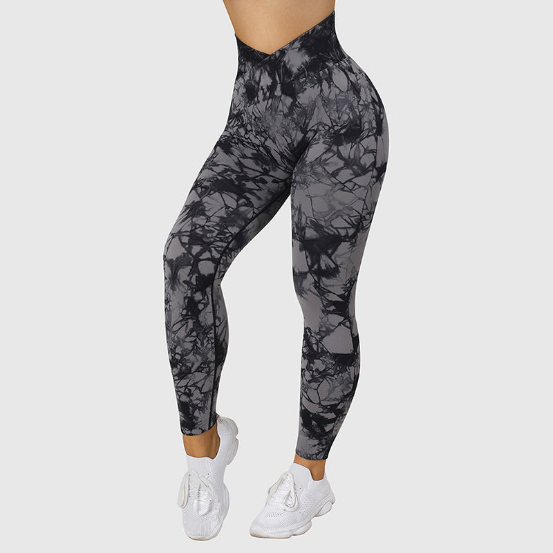 Seamless Tie-Dye Yoga Leggings – Push-Up Fit for Running & Studio Flow
