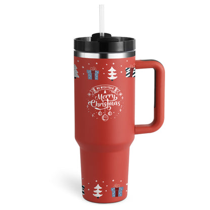 40oz Insulated Tumbler – Spill-Proof Travel Mug with Handle & Straw