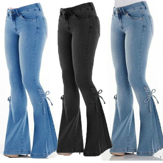Mid-Waist Stretch Denim Jeans – Slim Fit Ladies' Trousers