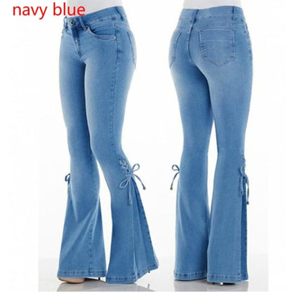 Mid-Waist Stretch Denim Jeans – Slim Fit Ladies' Trousers
