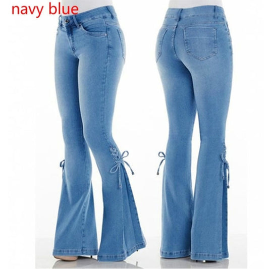 Mid-Waist Stretch Denim Jeans – Slim Fit Ladies' Trousers