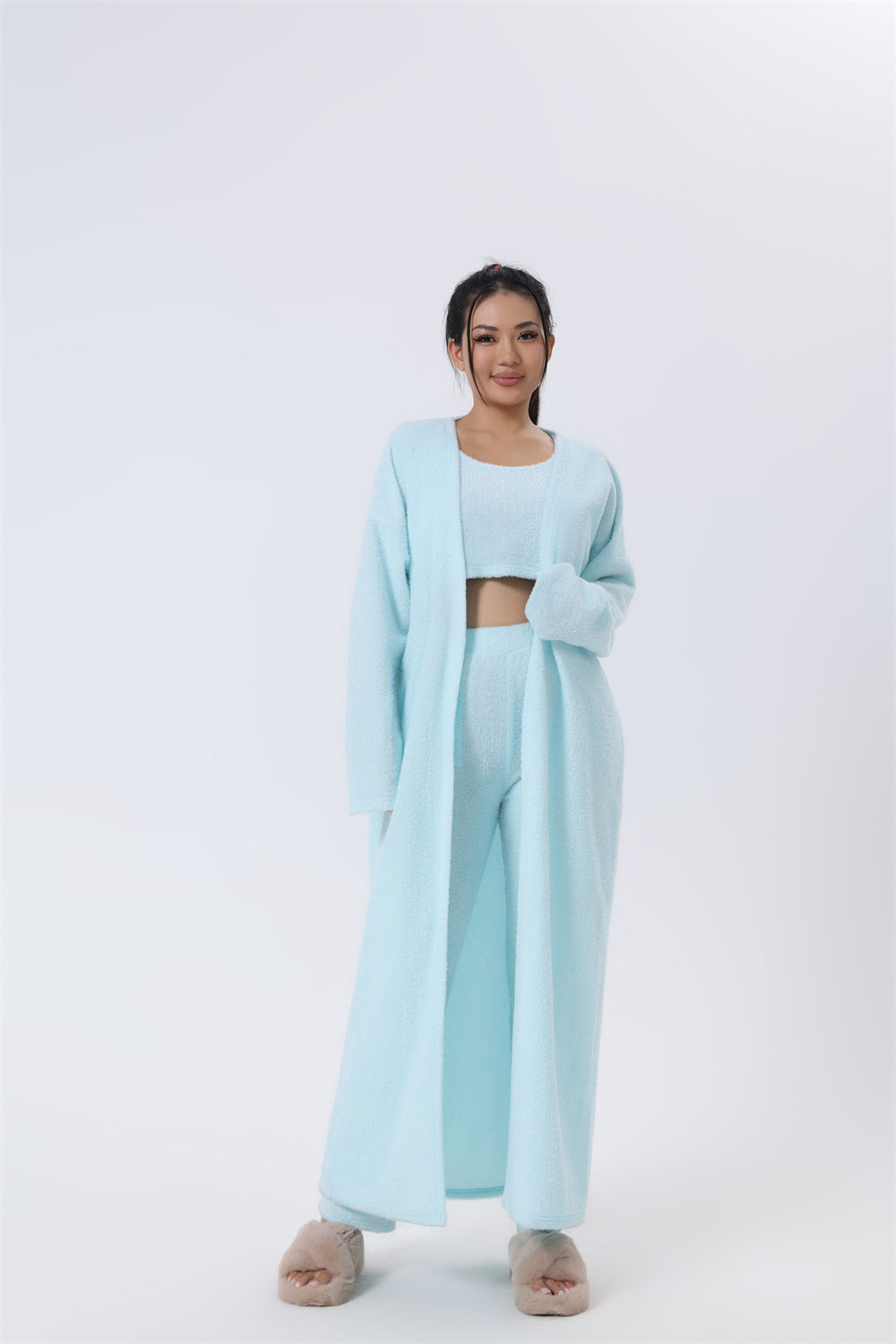3-Piece Cozy Lounge Set – Women’s Winter Pajama & Cardigan Outfit
