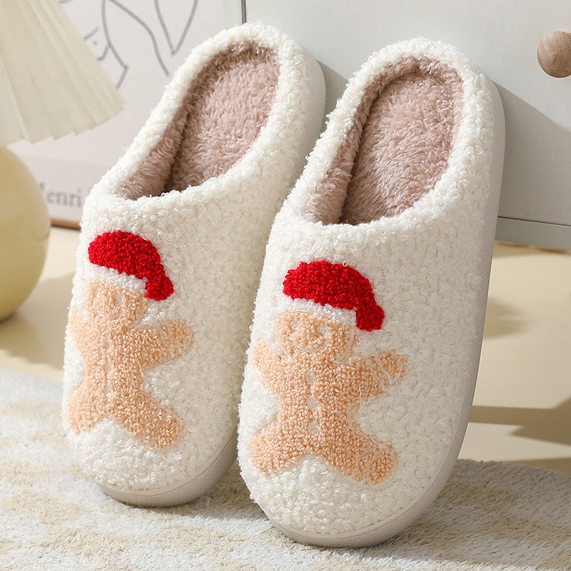 Cozy Christmas Slippers – Cartoon Santa Winter Furry Footwear for Couples