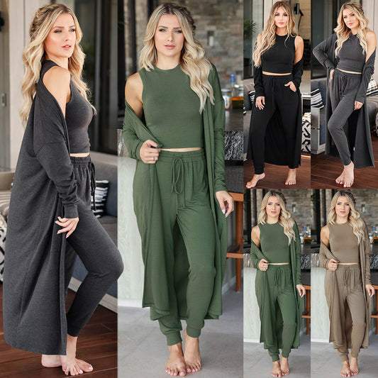 Modern Knit Athleisure Set – Women's Slim Vest & Matching Trousers