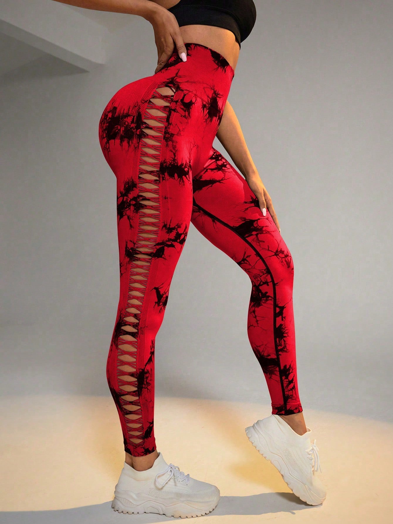 Hollow Tie-Dye Yoga Leggings – High Waist & Butt Lift