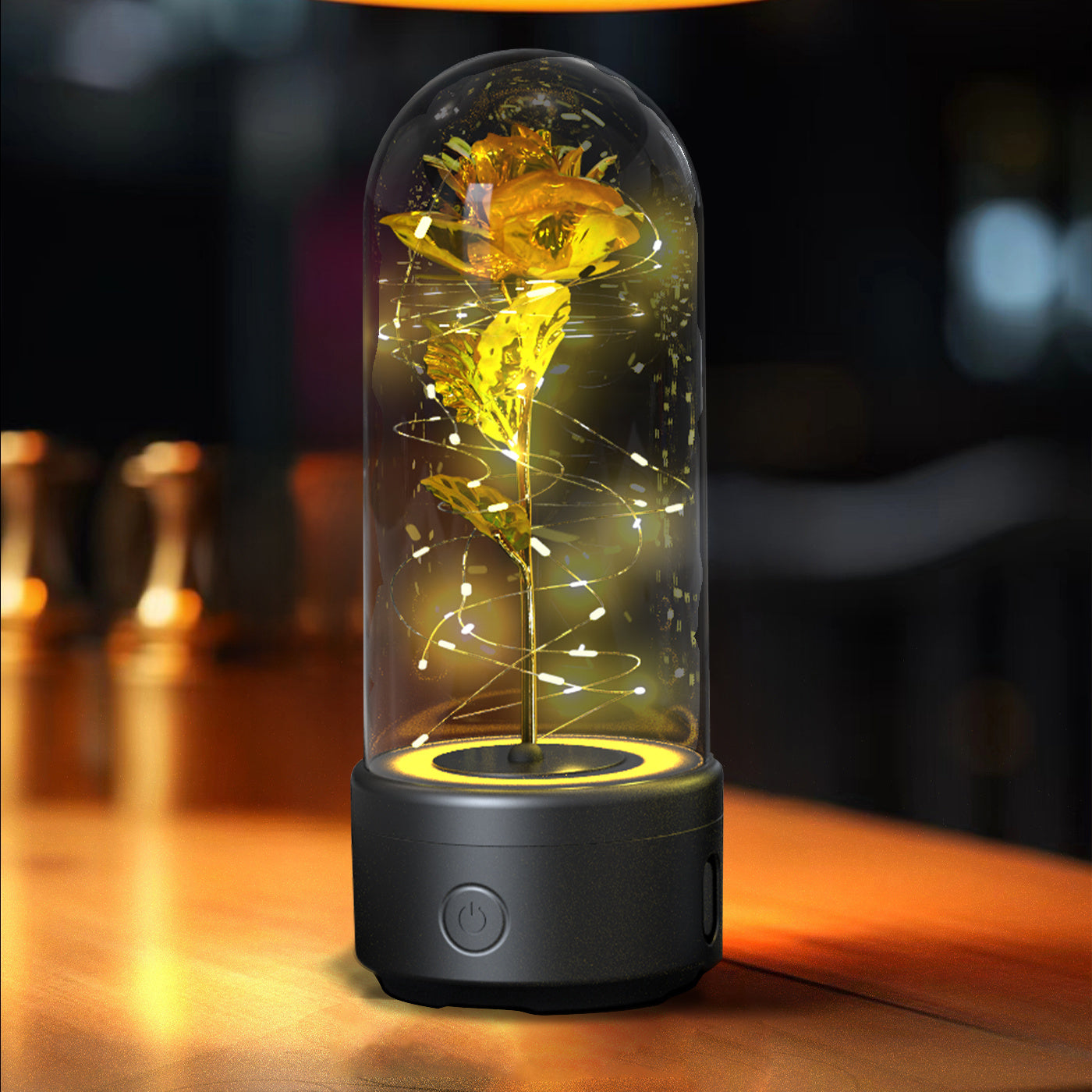 SereneGlow™ Eternal Rose Night Light & Speaker – Elegant Floral Decor