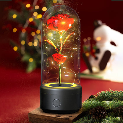 SereneGlow™ Eternal Rose Night Light & Speaker – Elegant Floral Decor