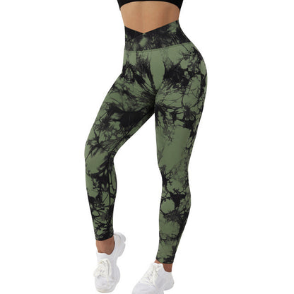 Seamless Tie-Dye Yoga Leggings – Push-Up Fit for Running & Studio Flow