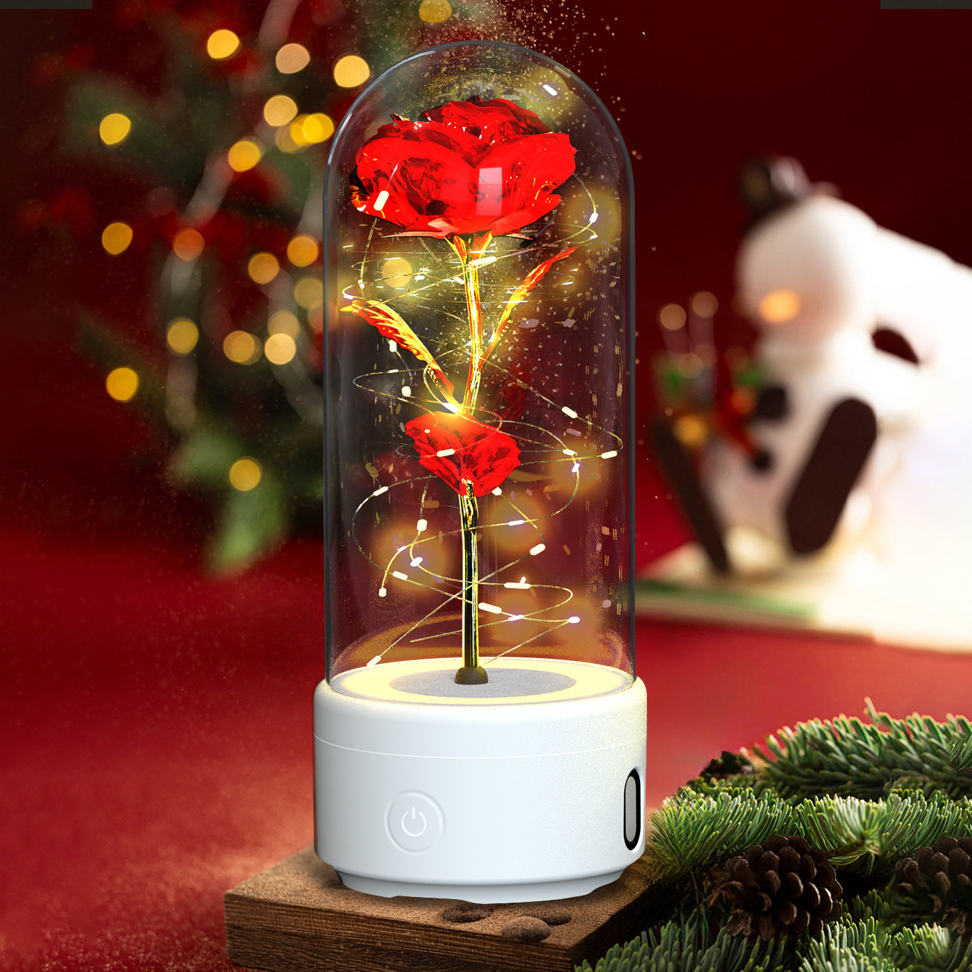 SereneGlow™ Eternal Rose Night Light & Speaker – Elegant Floral Decor