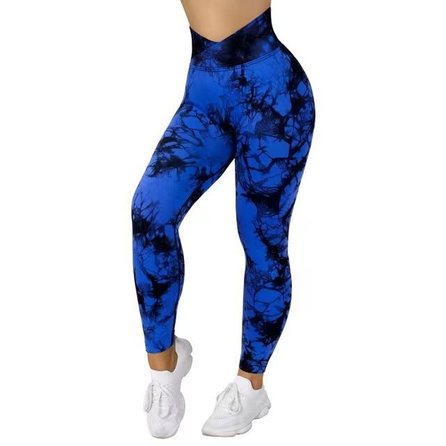 Seamless Tie-Dye Yoga Leggings – Push-Up Fit for Running & Studio Flow