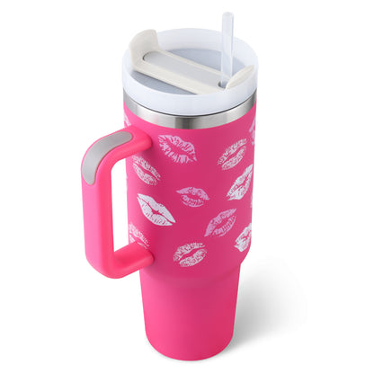 40oz Insulated Tumbler – Spill-Proof Travel Mug with Handle & Straw