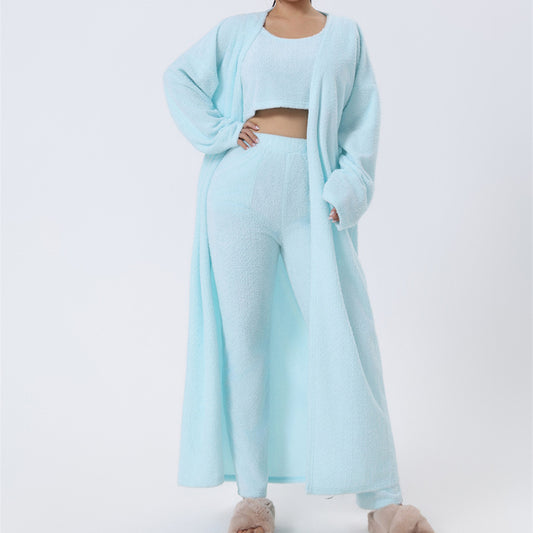3-Piece Cozy Lounge Set – Women’s Winter Pajama & Cardigan Outfit