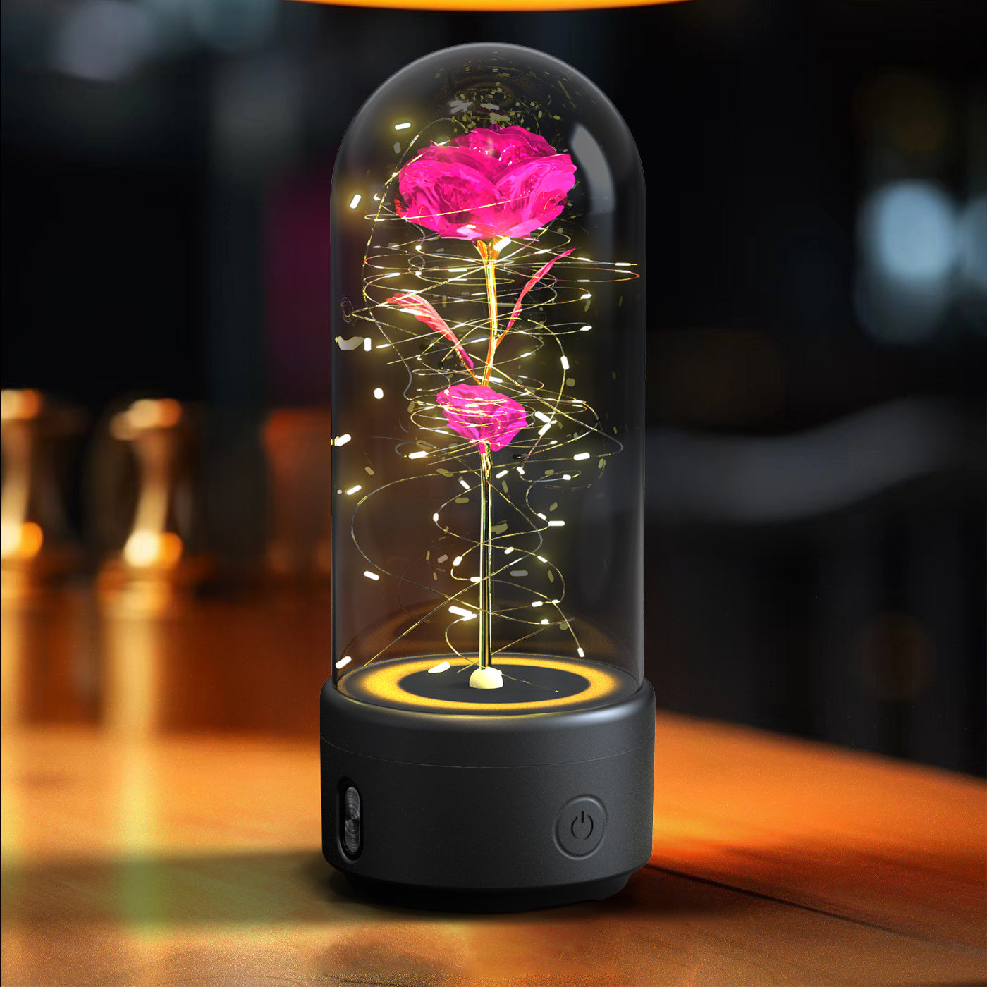 SereneGlow™ Eternal Rose Night Light & Speaker – Elegant Floral Decor