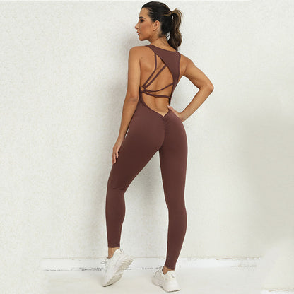 StretchFit Yoga Romper – Athletic Sculpt with Open Back