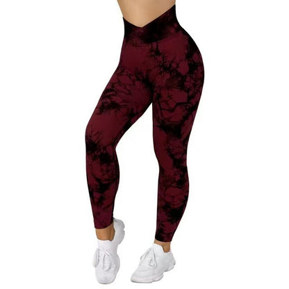 Seamless Tie-Dye Yoga Leggings – Push-Up Fit for Running & Studio Flow