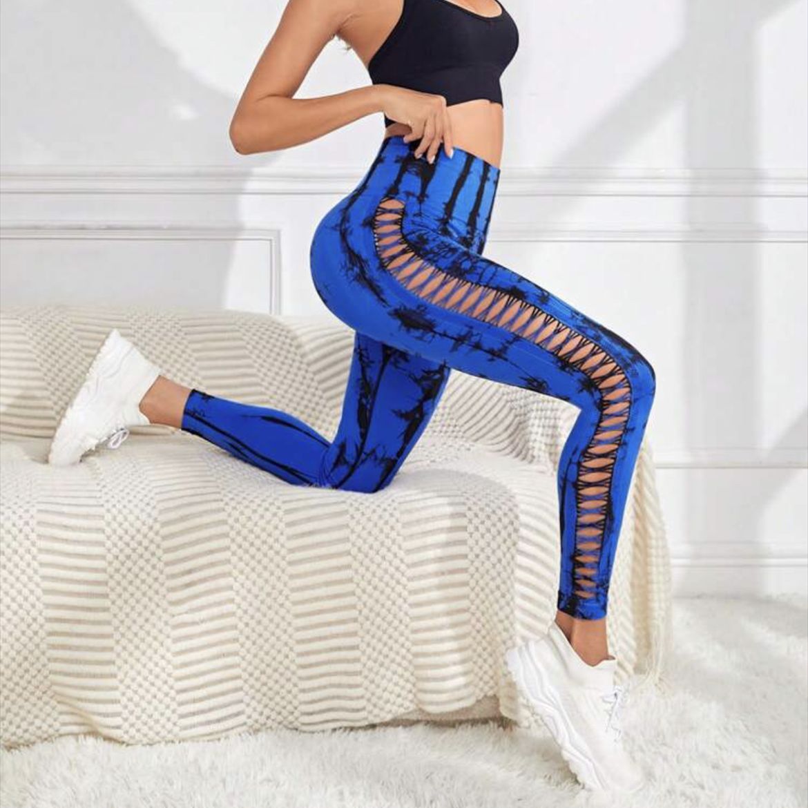 Hollow Tie-Dye Yoga Leggings – High Waist & Butt Lift