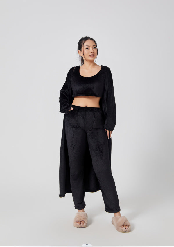3-Piece Cozy Lounge Set – Women’s Winter Pajama & Cardigan Outfit