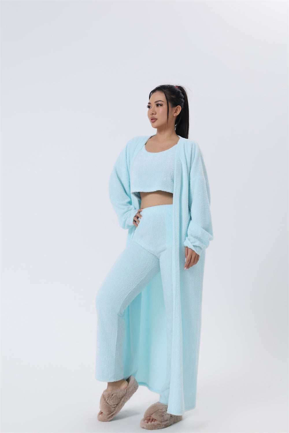 3-Piece Cozy Lounge Set – Women’s Winter Pajama & Cardigan Outfit