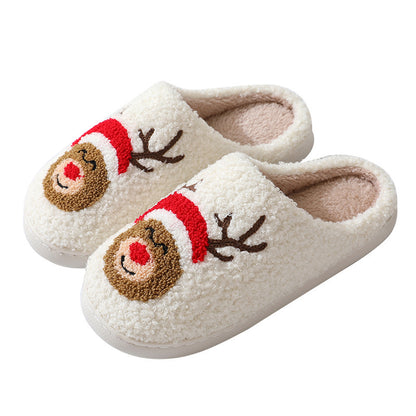 Cozy Christmas Slippers – Cartoon Santa Winter Furry Footwear for Couples