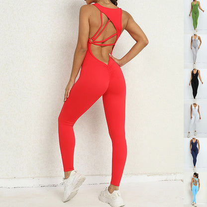 StretchFit Yoga Romper – Athletic Sculpt with Open Back