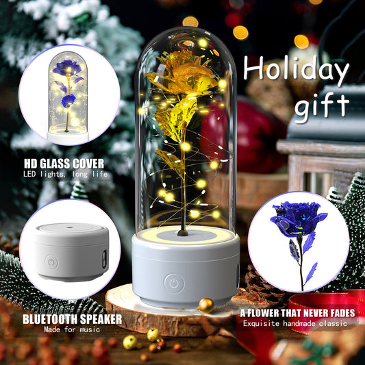 SereneGlow™ Eternal Rose Night Light & Speaker – Elegant Floral Decor