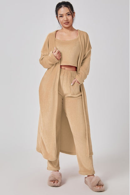 3-Piece Cozy Lounge Set – Women’s Winter Pajama & Cardigan Outfit