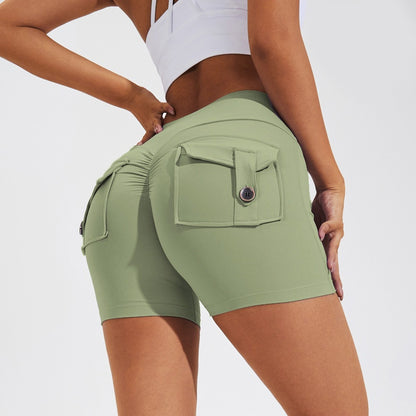 Quick-Dry High Waist Fitness Shorts – Hip Lift & Pockets